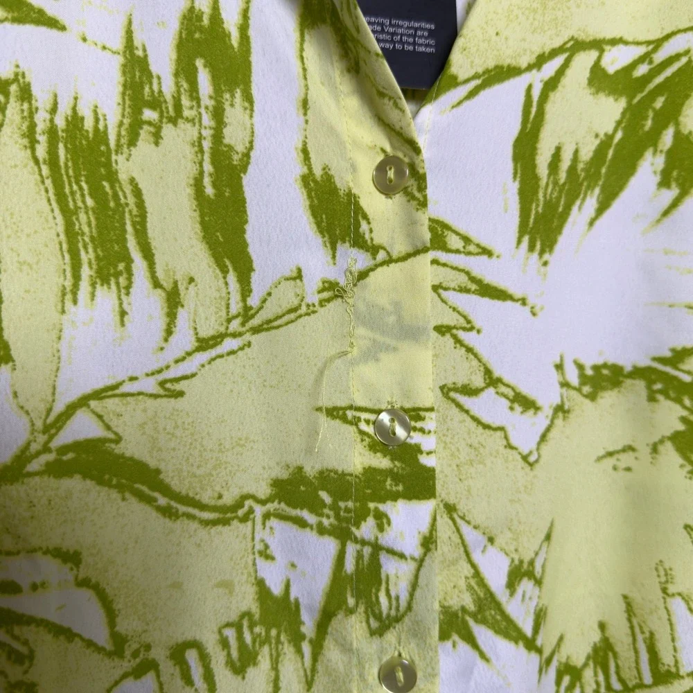 NEW Cassee‎ Women Tiered Midi Shirt Dress 1X Lime Green Vacation Resort Abstract - Picture 7 of 9